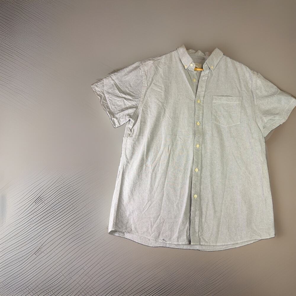 Mocotono Shirt Men’s L Gray Short Sleeve Oxford Button Down 100% Cotton Casual